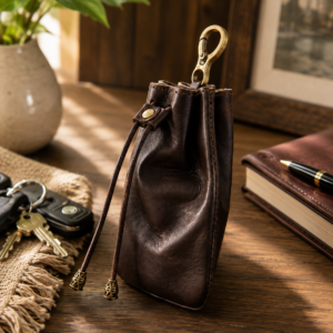 Leather Drawstring Coin Pouch